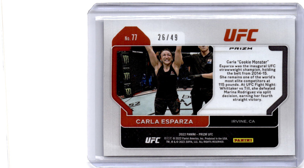 2022 Panini Prizm UFC #77 Carla Esparza Teal Prizm #/49