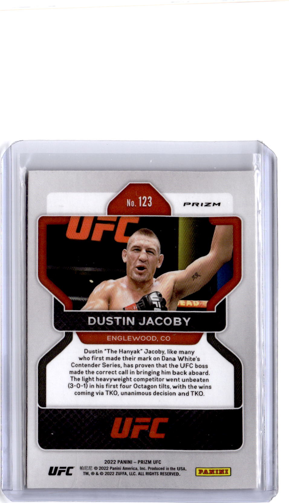 2022 Panini Prizm UFC #123 Dustin Jacoby Ruby Wave