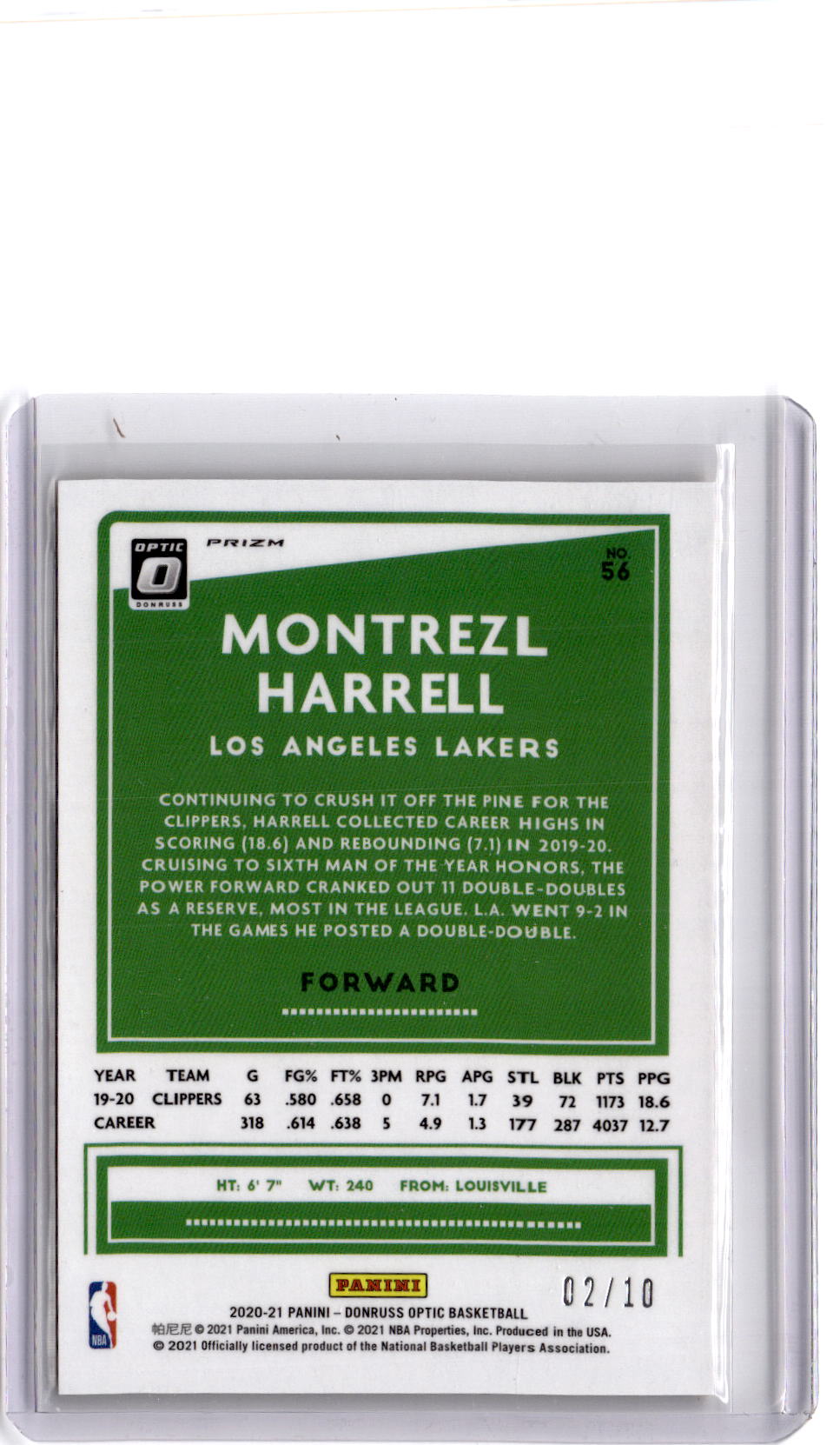 2020-21 Donruss Optic #56 Montrezl Harrell Gold Disco #/10