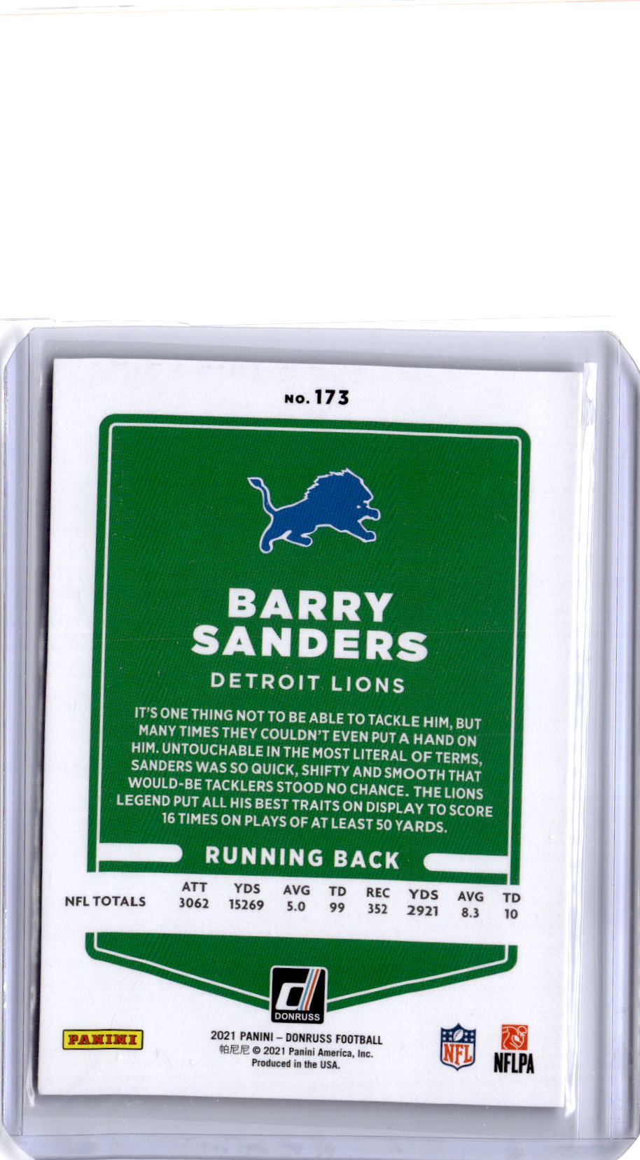 2021 Donruss #173 Barry Sanders Season Stat Line #/500