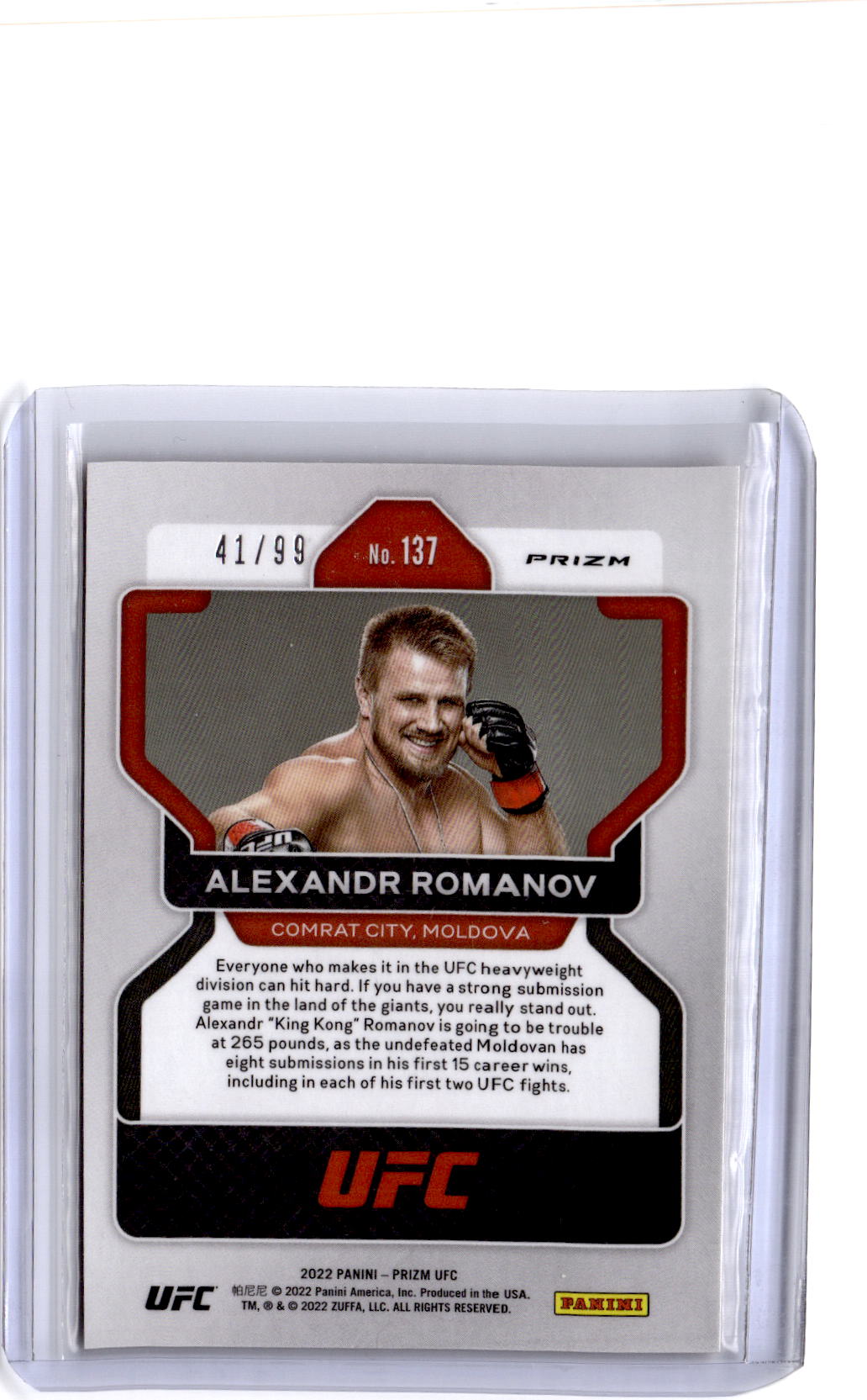 2022 Panini Prizm UFC #137 Alexandr Romanov Orange Prizm #/99