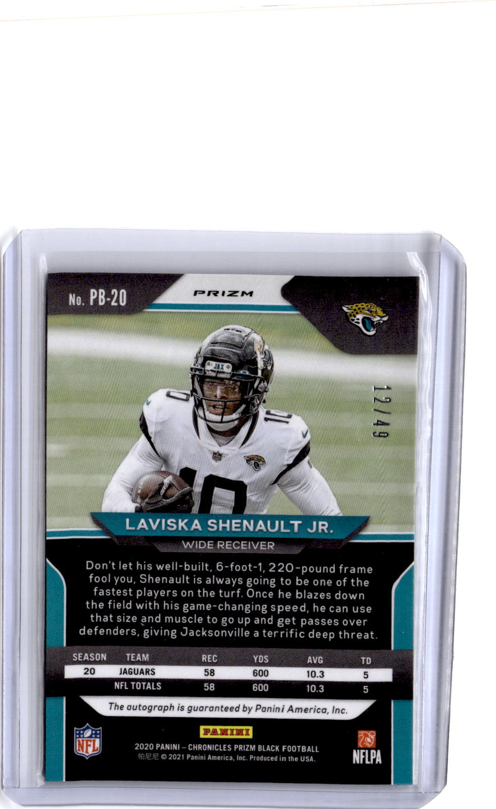 2020 Panini Chronicles Laviska Shenault Jr. Prizm Black Signatures Green #/49