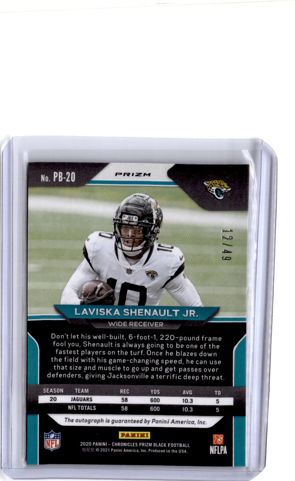 2020 Panini Chronicles Laviska Shenault Jr. Prizm Black Signatures Green #/49