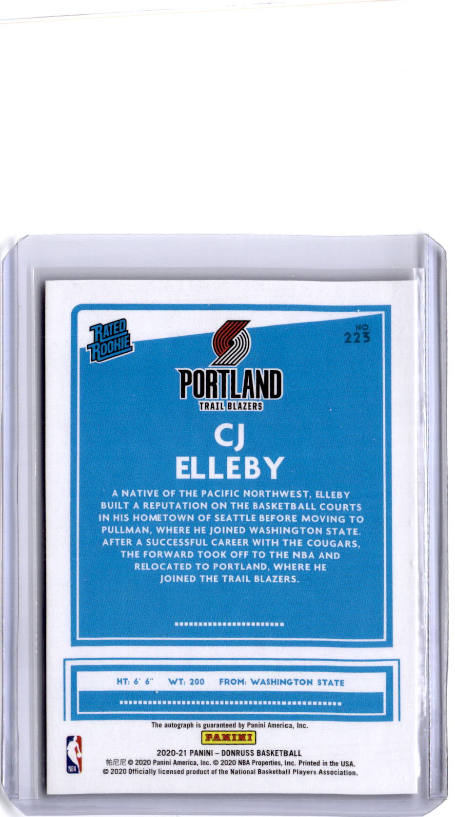 2020-21 Donruss #223 CJ Elleby Rated Rookies Signatures Holo Purple Laser #/15