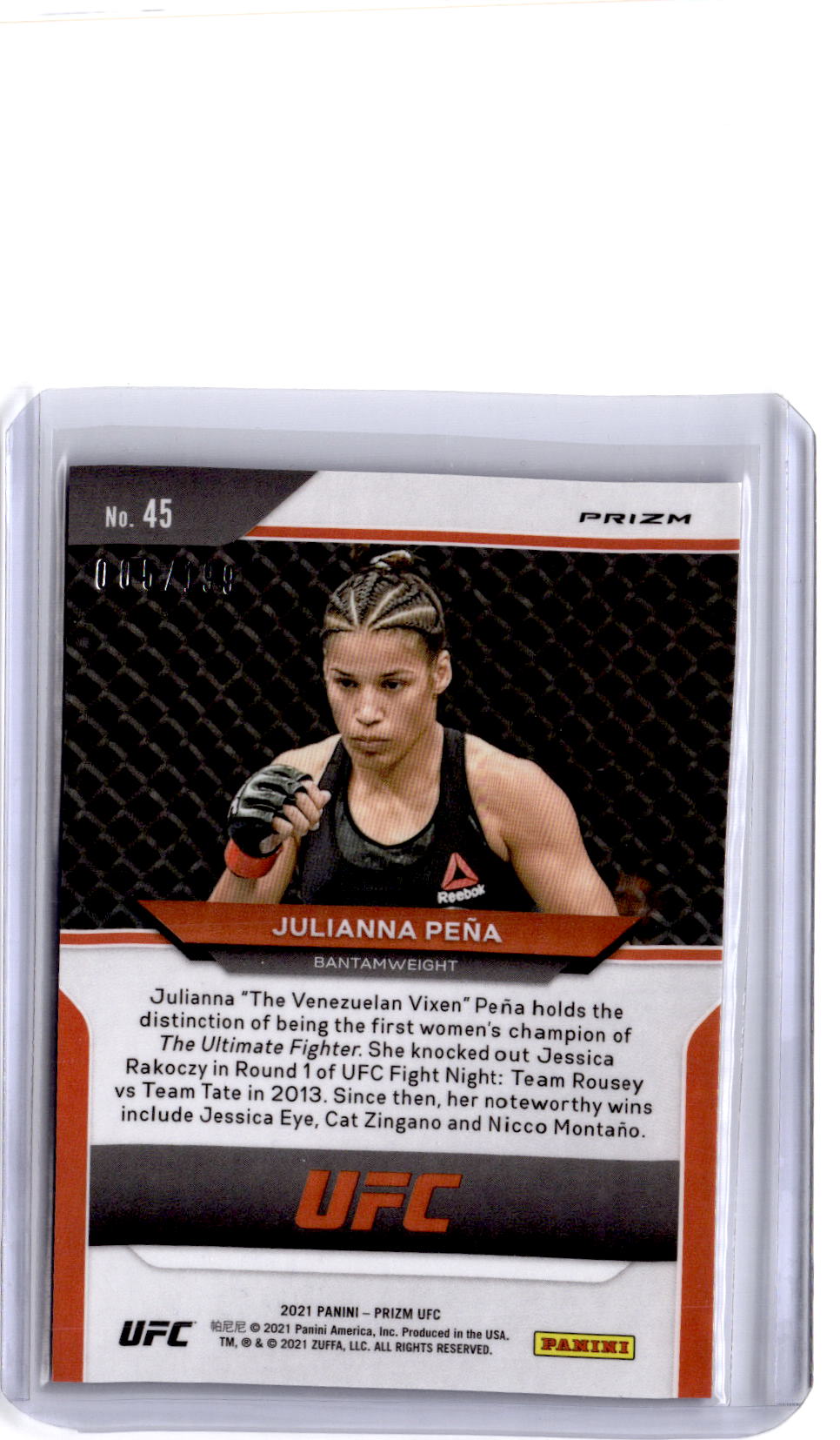 2021 Panini Prizm UFC #45 Julianna Pena Blue Prizm