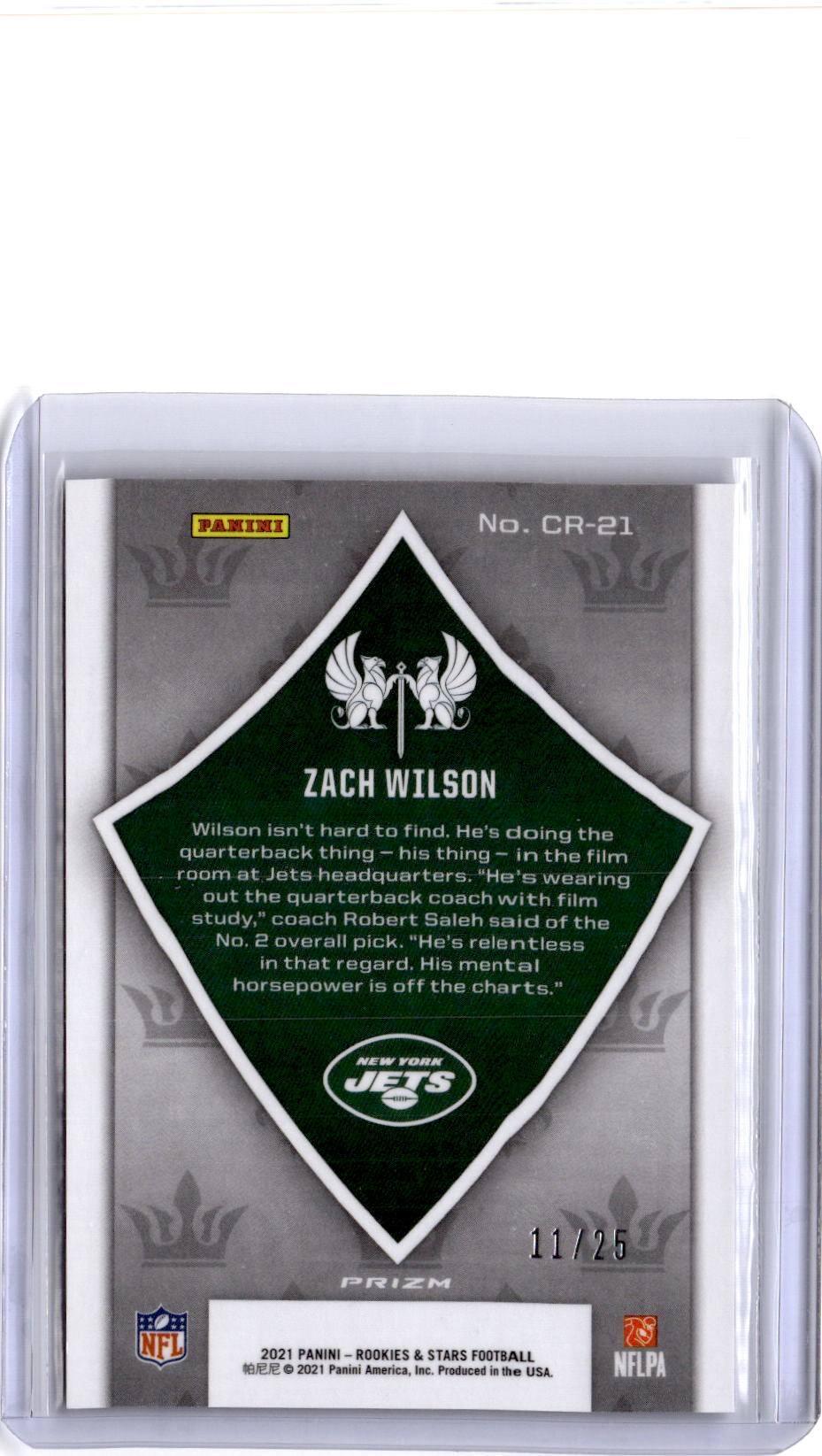 2021 Panini Rookies & Stars #CR-21 Zach Wilson Crusade Orange #/25