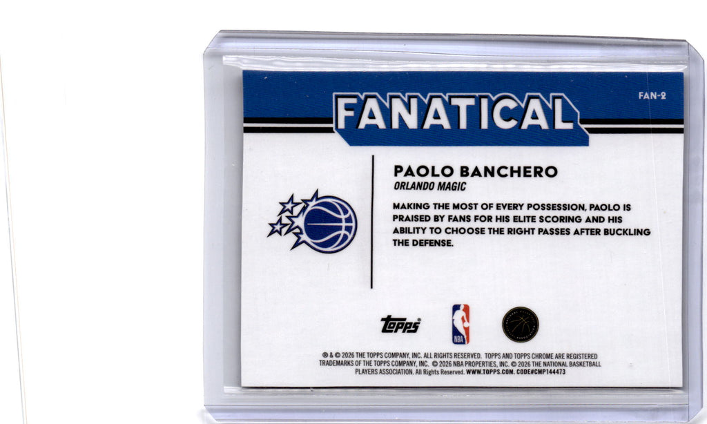 2025-26 Topps Chrome Update #FAN-2 Paolo Banchero Fanatical
