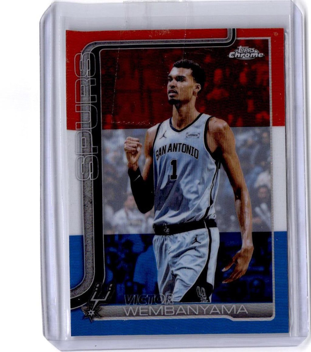 2025-26 Topps Chrome Update #22 Victor Wembanyama Red White and Blue Refractor