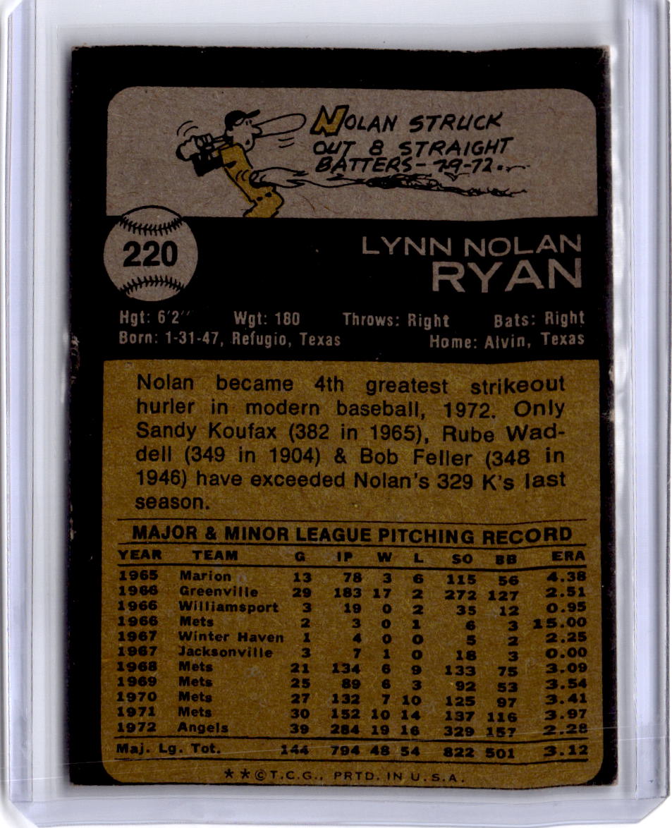 1973 Topps #220 Nolan Ryan