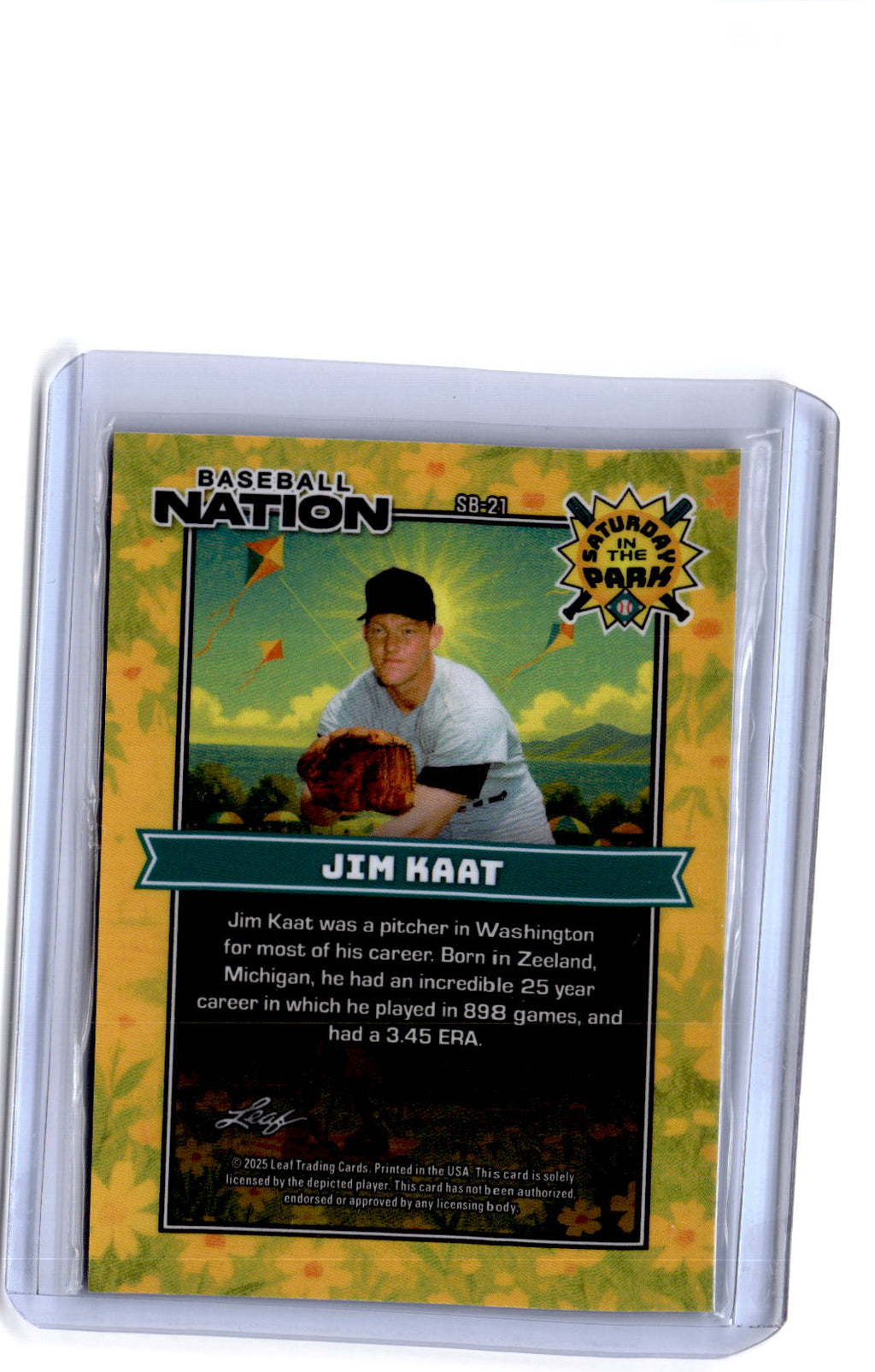 2025 Leaf Baseball Nation #SB-21 Jim Kaat Saturday in the Park Black 1/1
