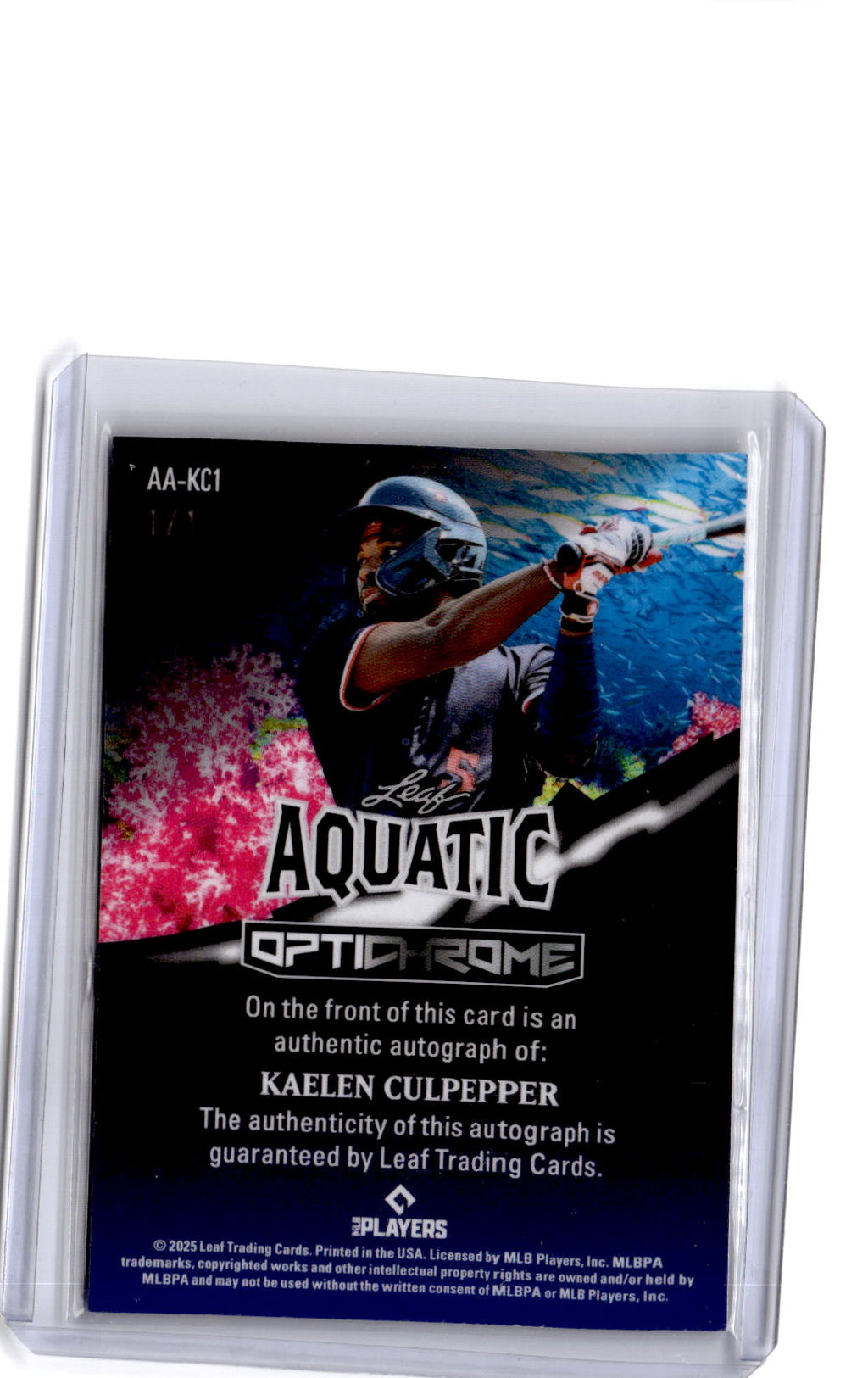 2025 Leaf Optichrome #AA-KC1 Kaelen Culpepper Autographs Crystal Clownfish #/1