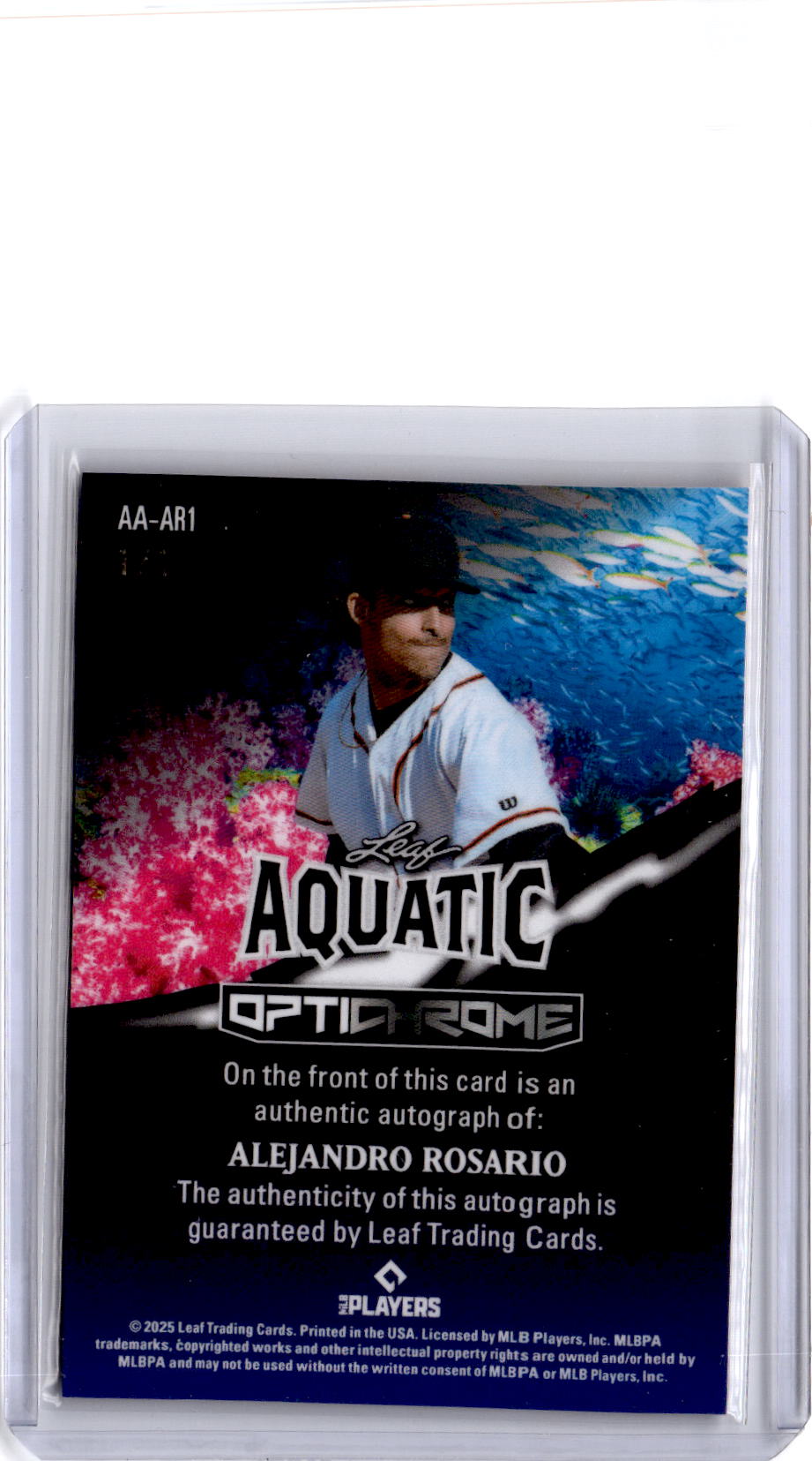 2025 Leaf Optichrome #AA-AR1 Alejandro Rosario Autographs Crystal Clownfish #/1