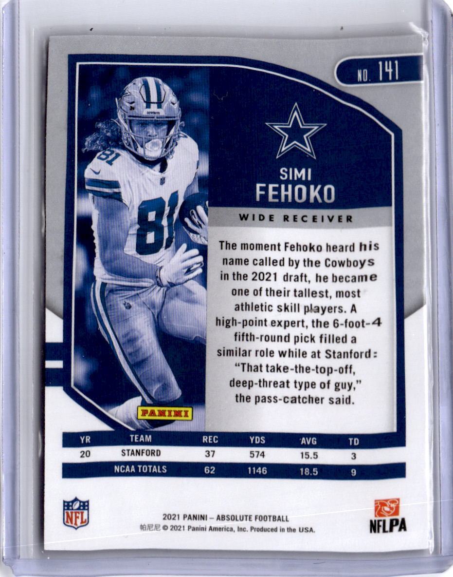 2021 Panini Absolute #141 Simi Fehoko Purple Rain #/10
