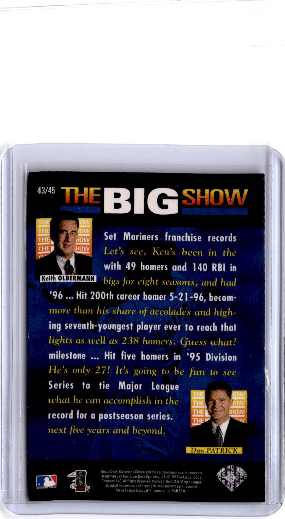 1997 Collector's Choice #43 Ken Griffey Jr. The Big Show