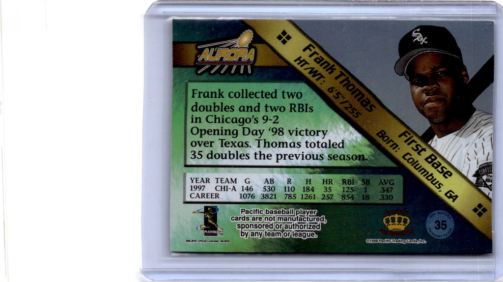 1998 Pacific Aurora #35 Frank Thomas Pennant Fever