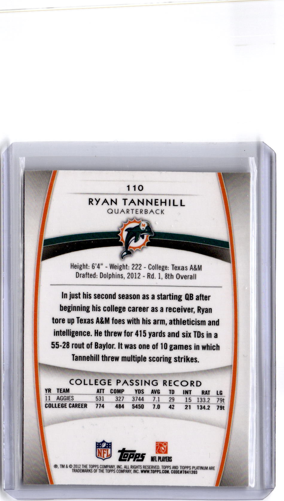 2012 Topps Platinum #110 Ryan Tannehill Xfractors