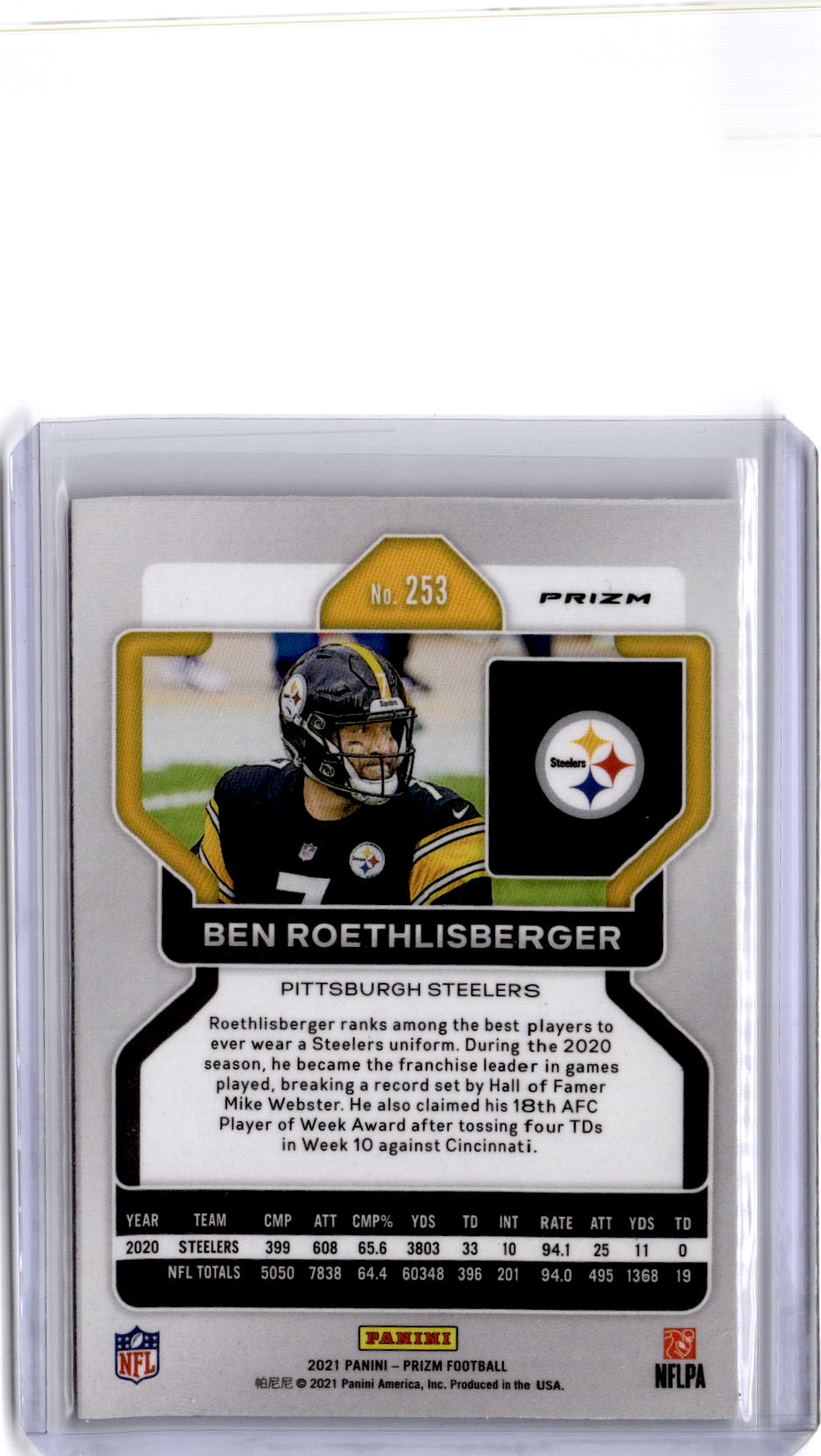 2021 Panini Prizm #253 Ben Roethlisberger Silver