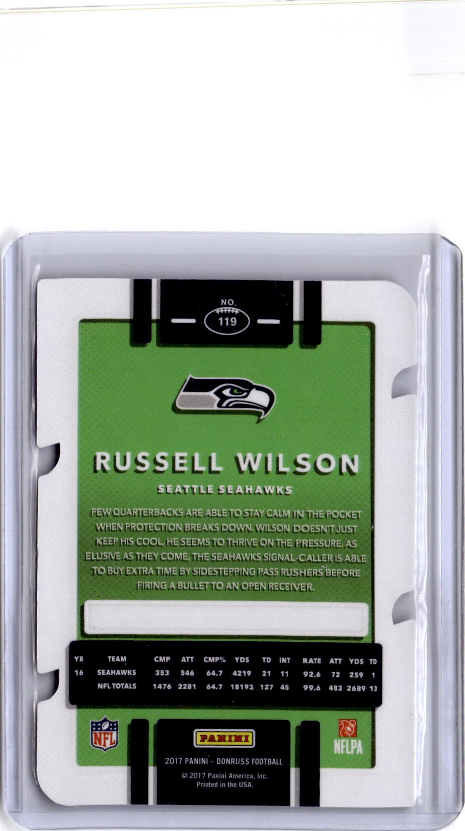 2017 Donruss #119 Russell Wilson Press Proof Silver Die Cut #/75