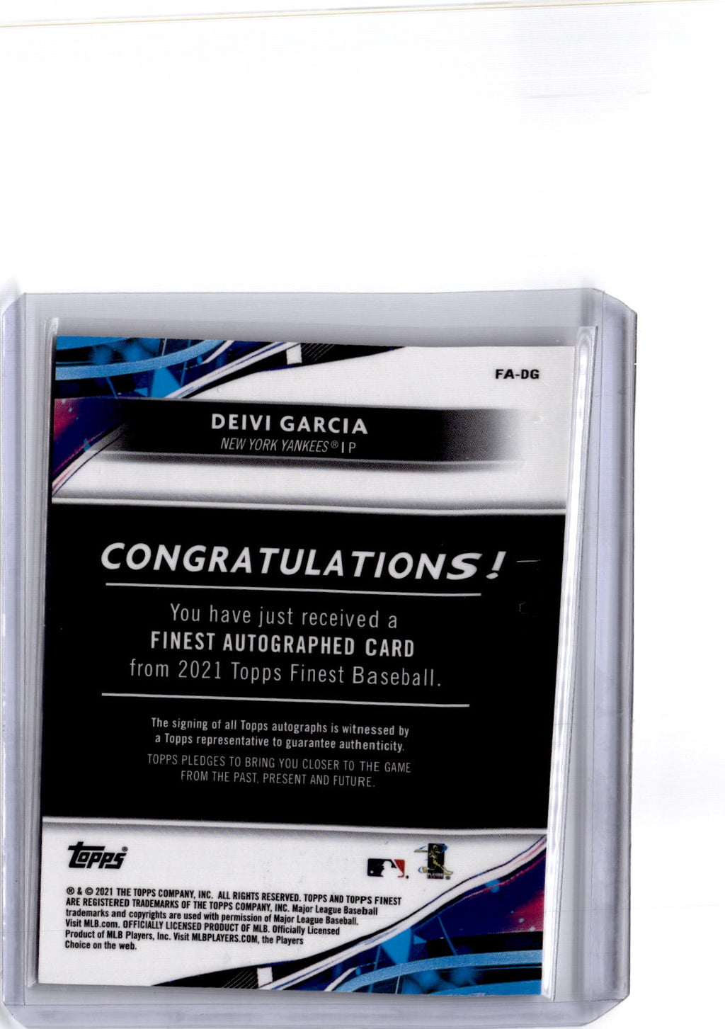 2021 Finest #FA-DG Deivi Garcia Finest Autographs Refractor
