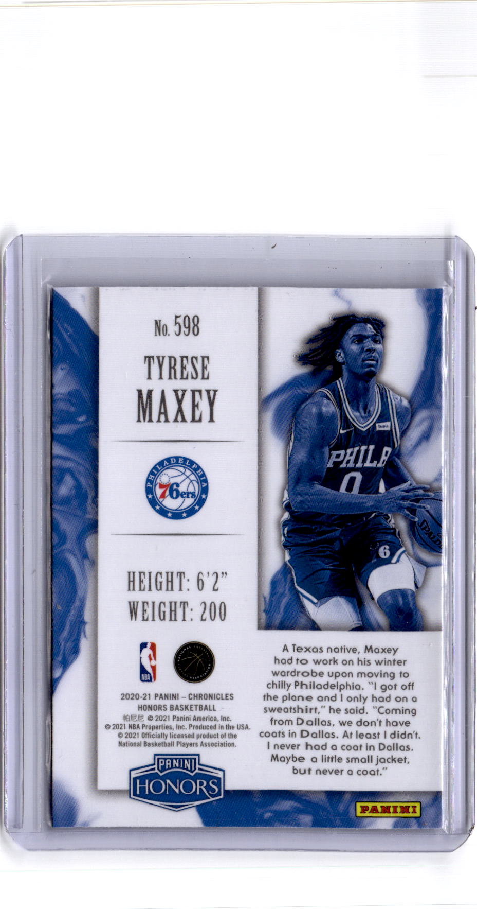 2020-21 Panini Chronicles Honors #598 Tyrese Maxey