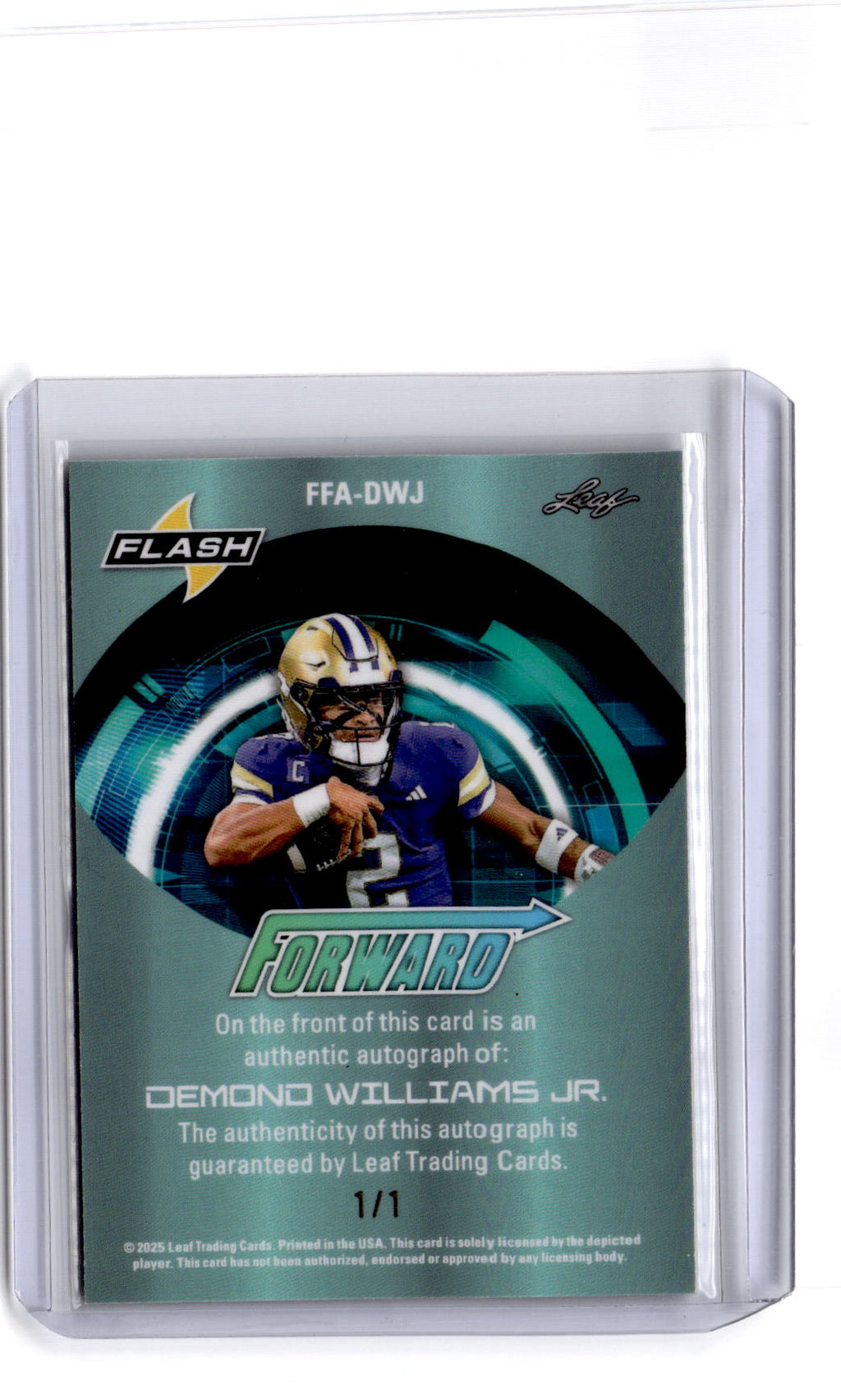 2025 Leaf Eclectic Signature Demond Williams Jr. Autographs Prismatic Green #/1