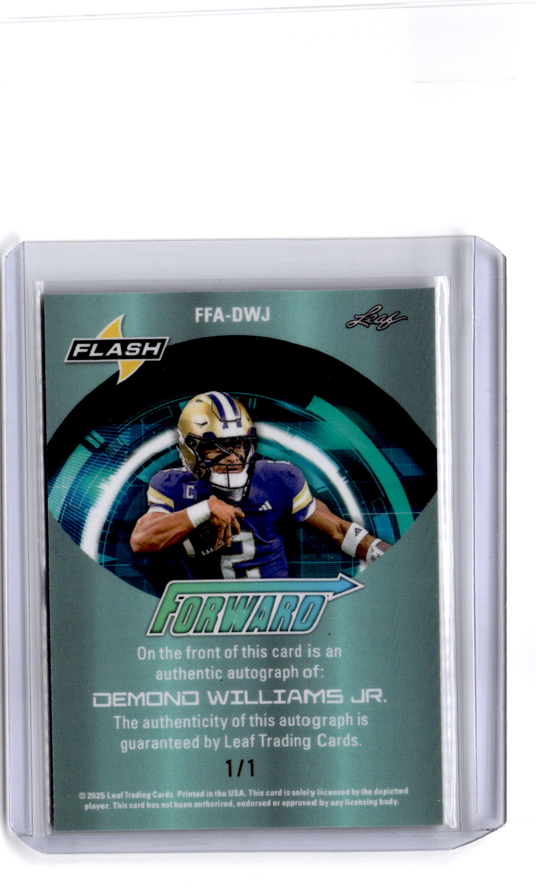 2025 Leaf Eclectic Signature Demond Williams Jr. Autographs Prismatic Green #/1