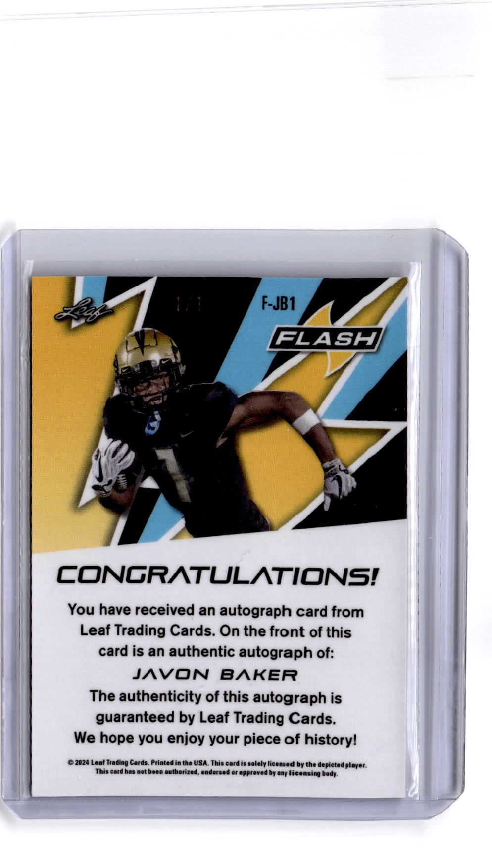 2024 Leaf Eclectic - Flash Sparkles Gold #F-JB1 Javon Baker Auto 1/1