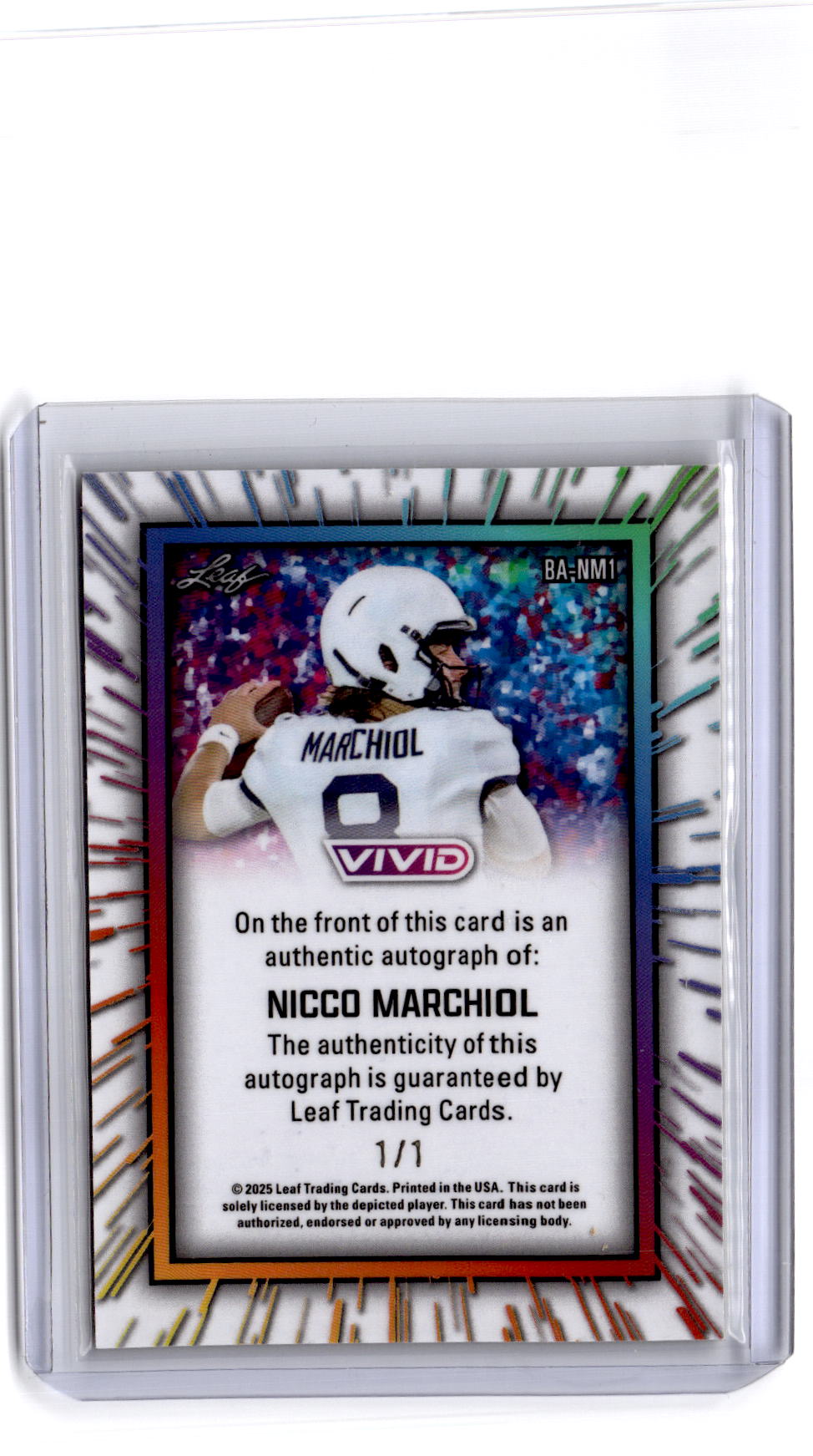2024 Leaf Vivid #T-NM1 Nicco Marchiol Technicolor Autographs Laser Teal 1/1
