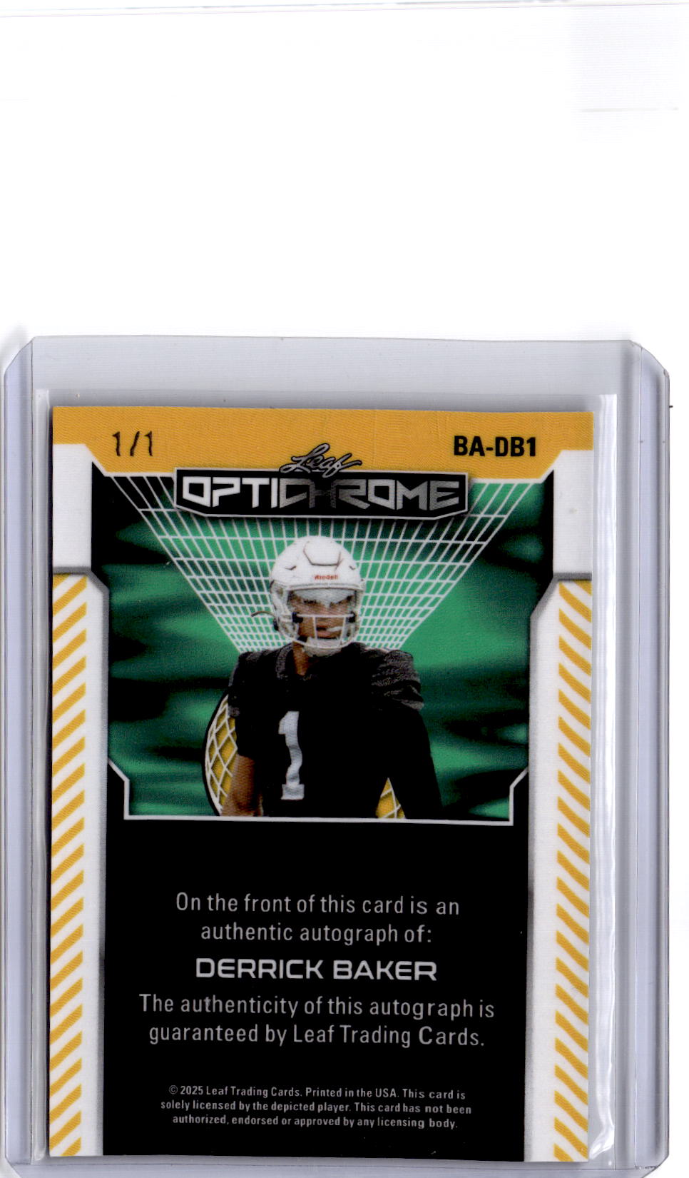 2025 Leaf Optichrome #BA-DB1 Derrick Baker Base Autographs Crystal Black
