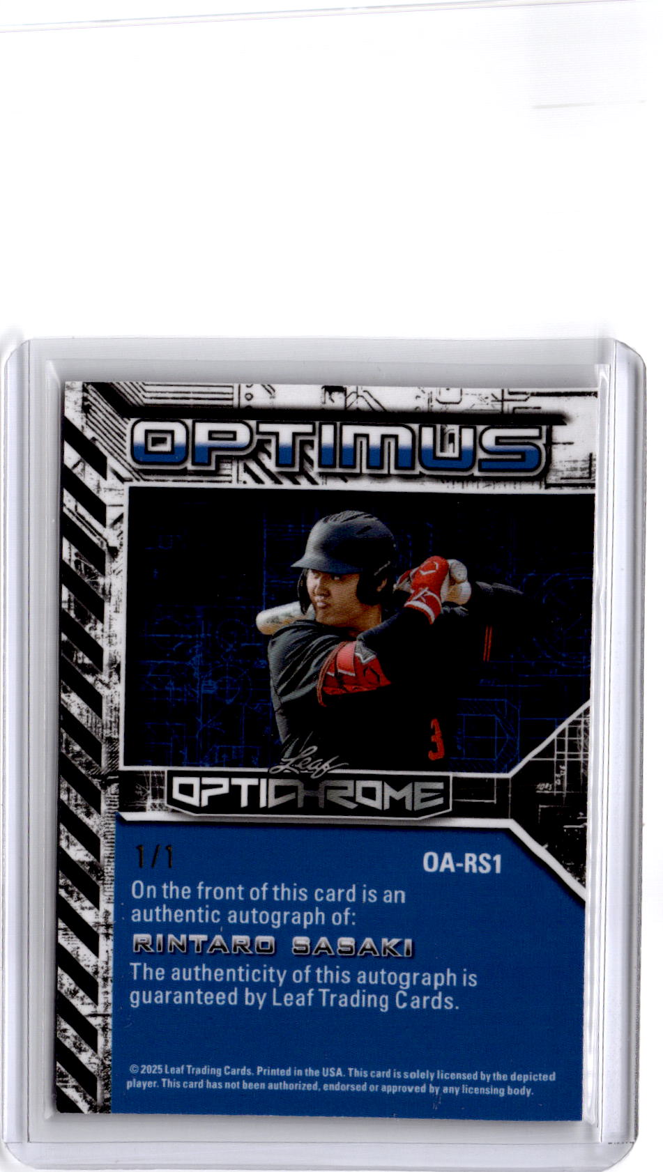 2024 Leaf Optichrome Rintaro Sasaki Base Autographs Laser Red 1/1