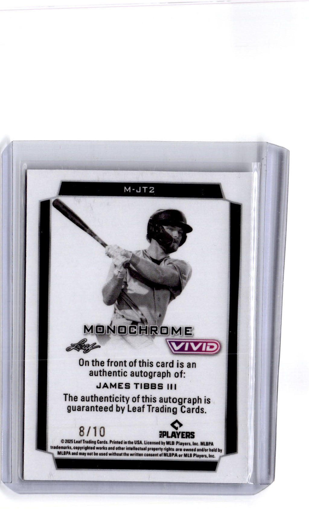 2025 Leaf Vivid #M-JT2 James Tibbs III Monochrome Silver #/10