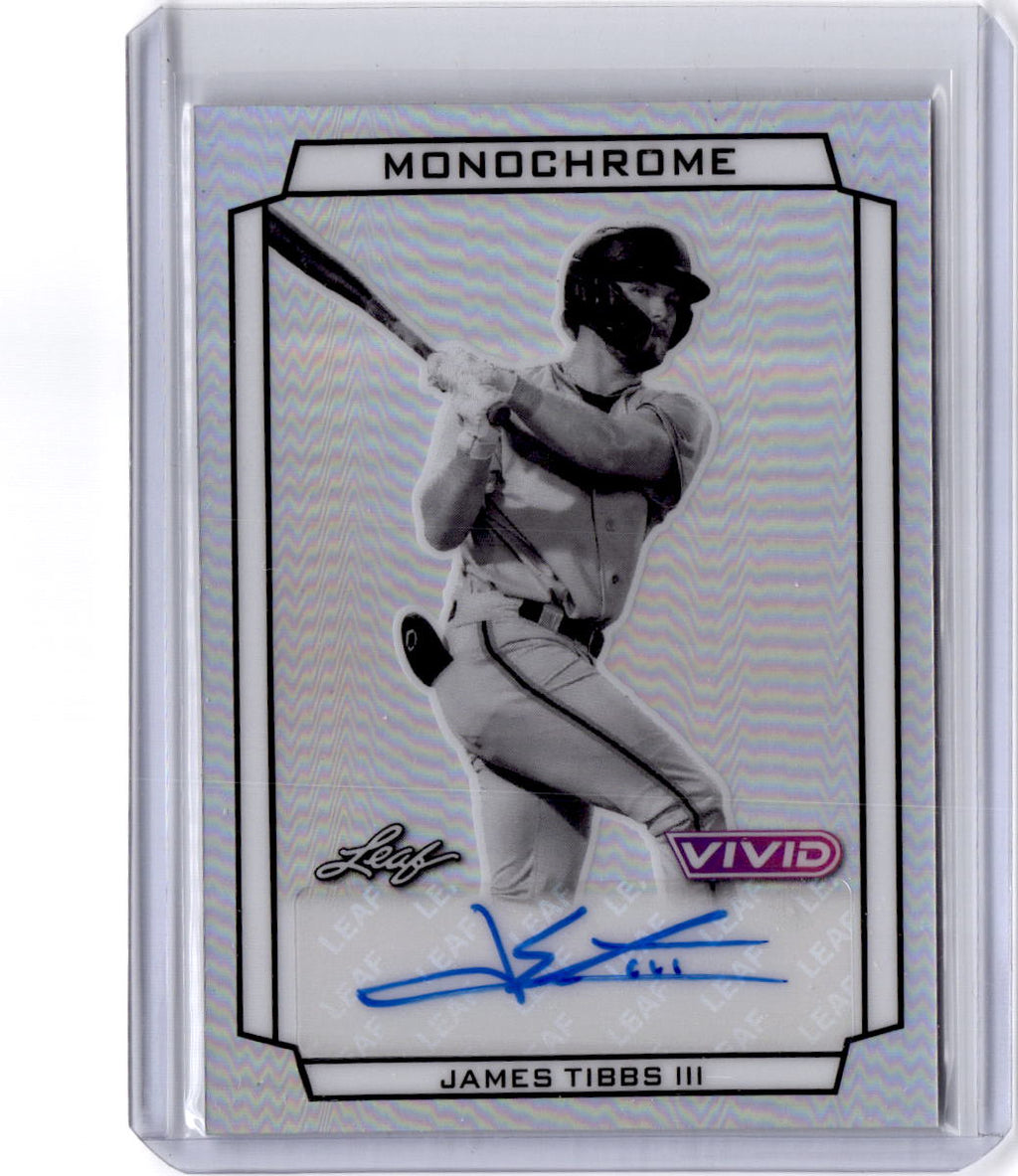 2025 Leaf Vivid #M-JT2 James Tibbs III Monochrome Silver #/10