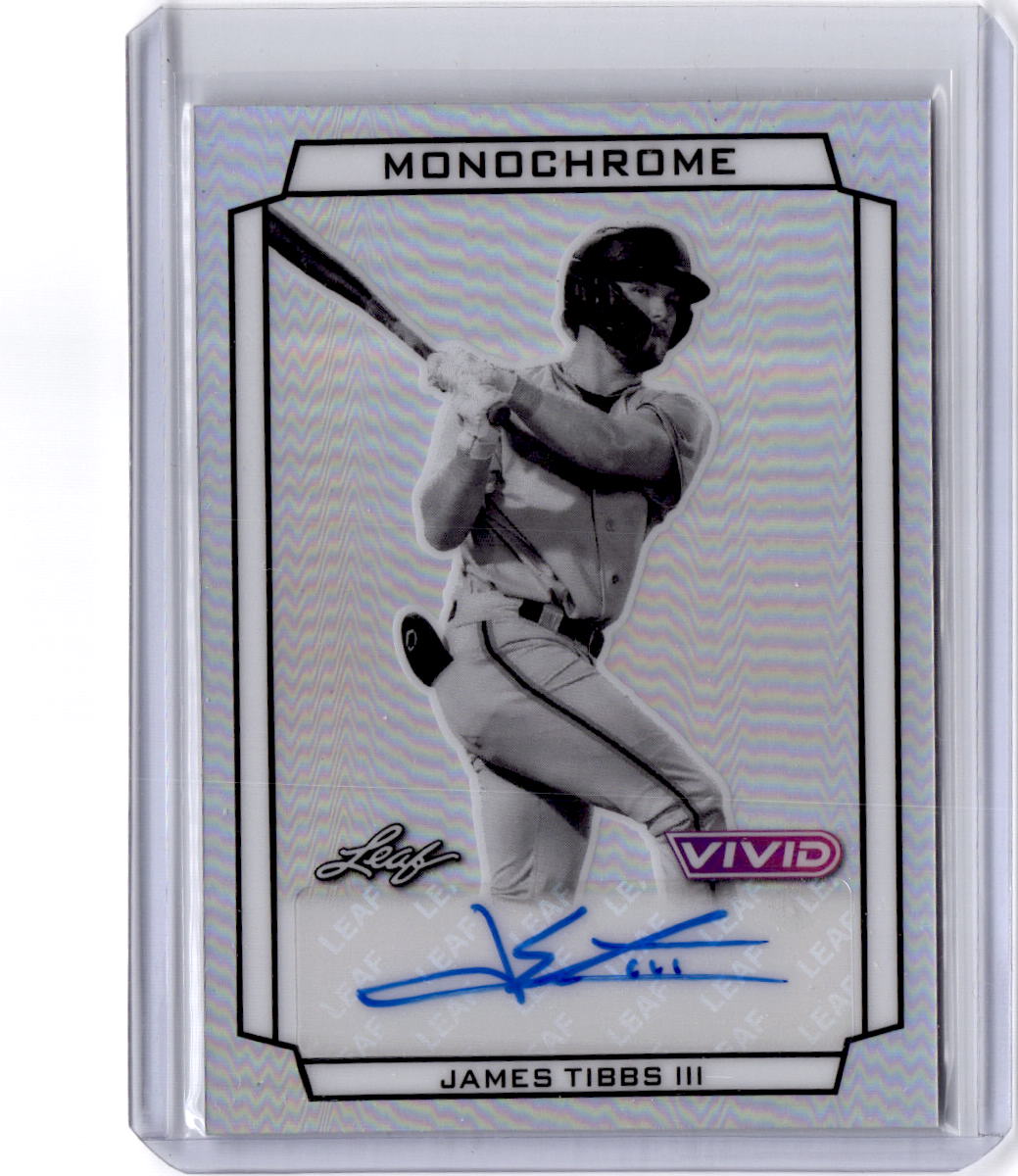 2025 Leaf Vivid #M-JT2 James Tibbs III Monochrome Silver #/10