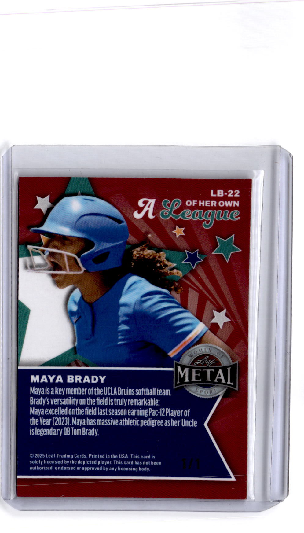 2025 Leaf Metal Women of Sport - A League Of Her Own Lava Red Maya Brady #/1