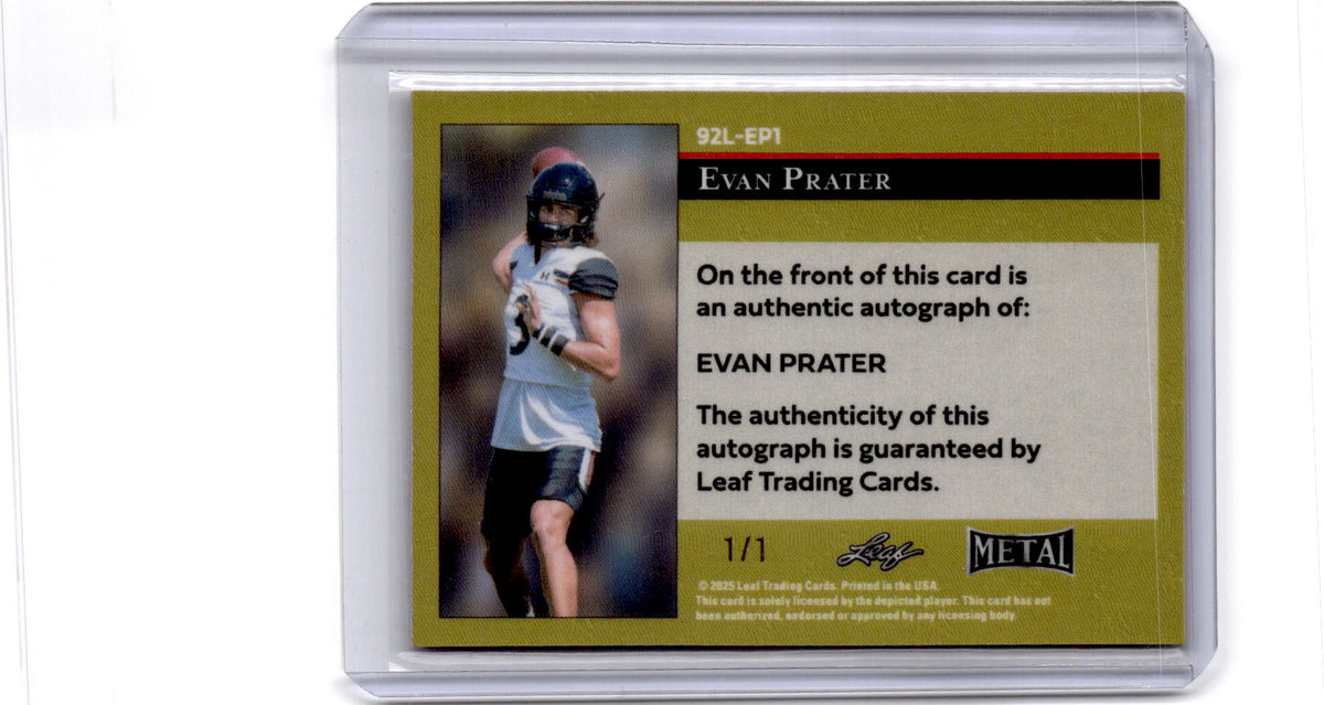 2025 Leaf Metal #92L-EP1 Evan Prater 92 Mojo Gold Red Autographs 1/1