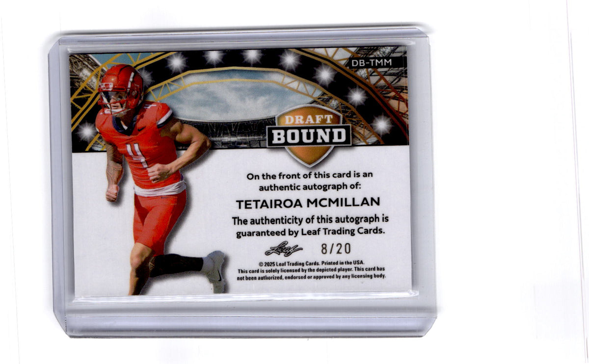2025 Leaf Metal #DB-TMM Tetairoa McMillan Draft Bound Prismatic Blue #/20