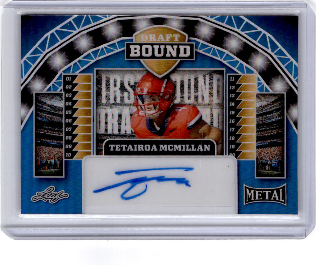2025 Leaf Metal #DB-TMM Tetairoa McMillan Draft Bound Prismatic Blue #/20