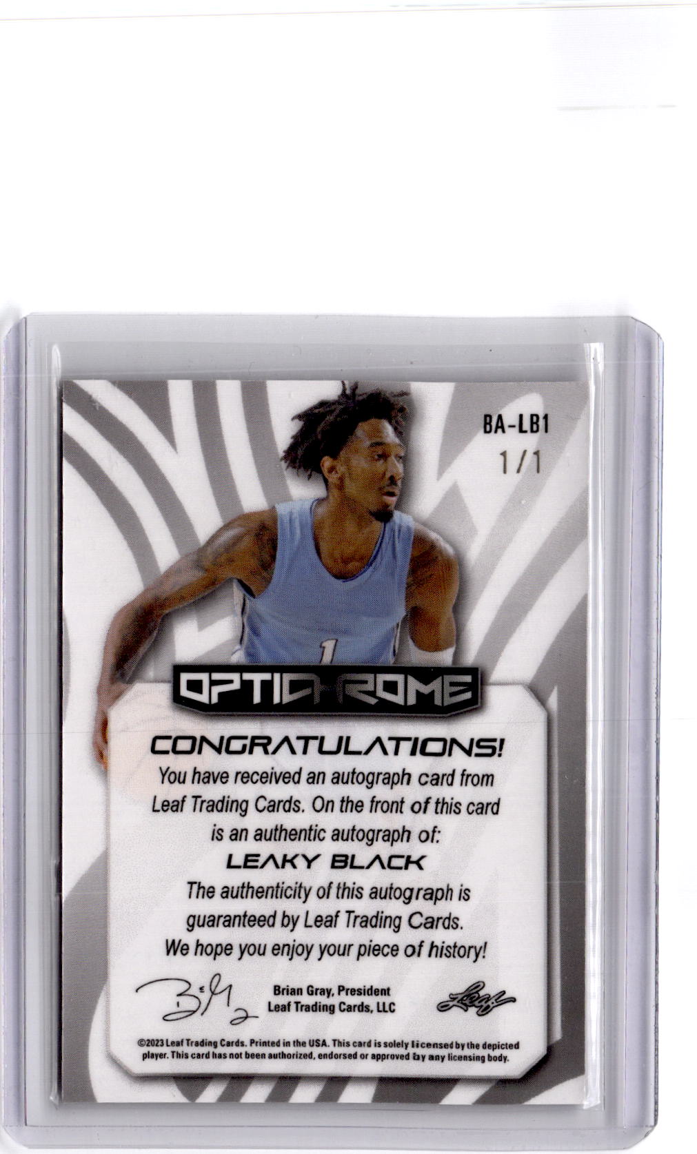 2022-23 Leaf Optichrome #BA-LB1 Leaky Black Auto Kaleidoscope Gold 1/1