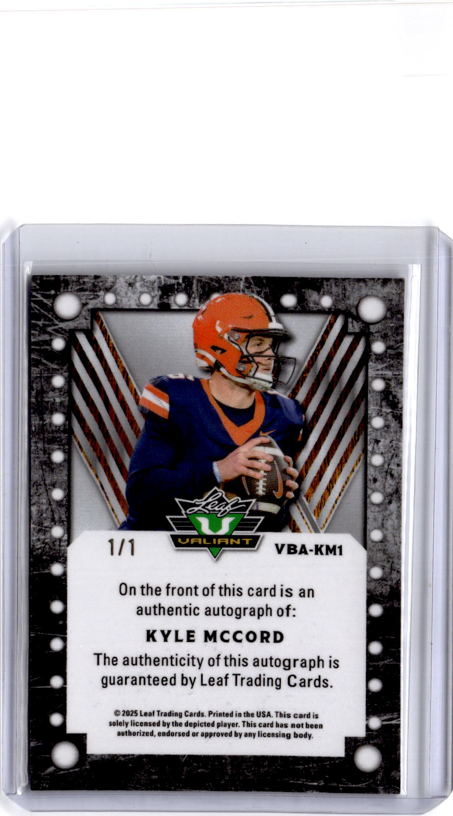 2025 Leaf Eclectic Signature Series Kyle McCord Valiant Auto Prismatic Black 1/1