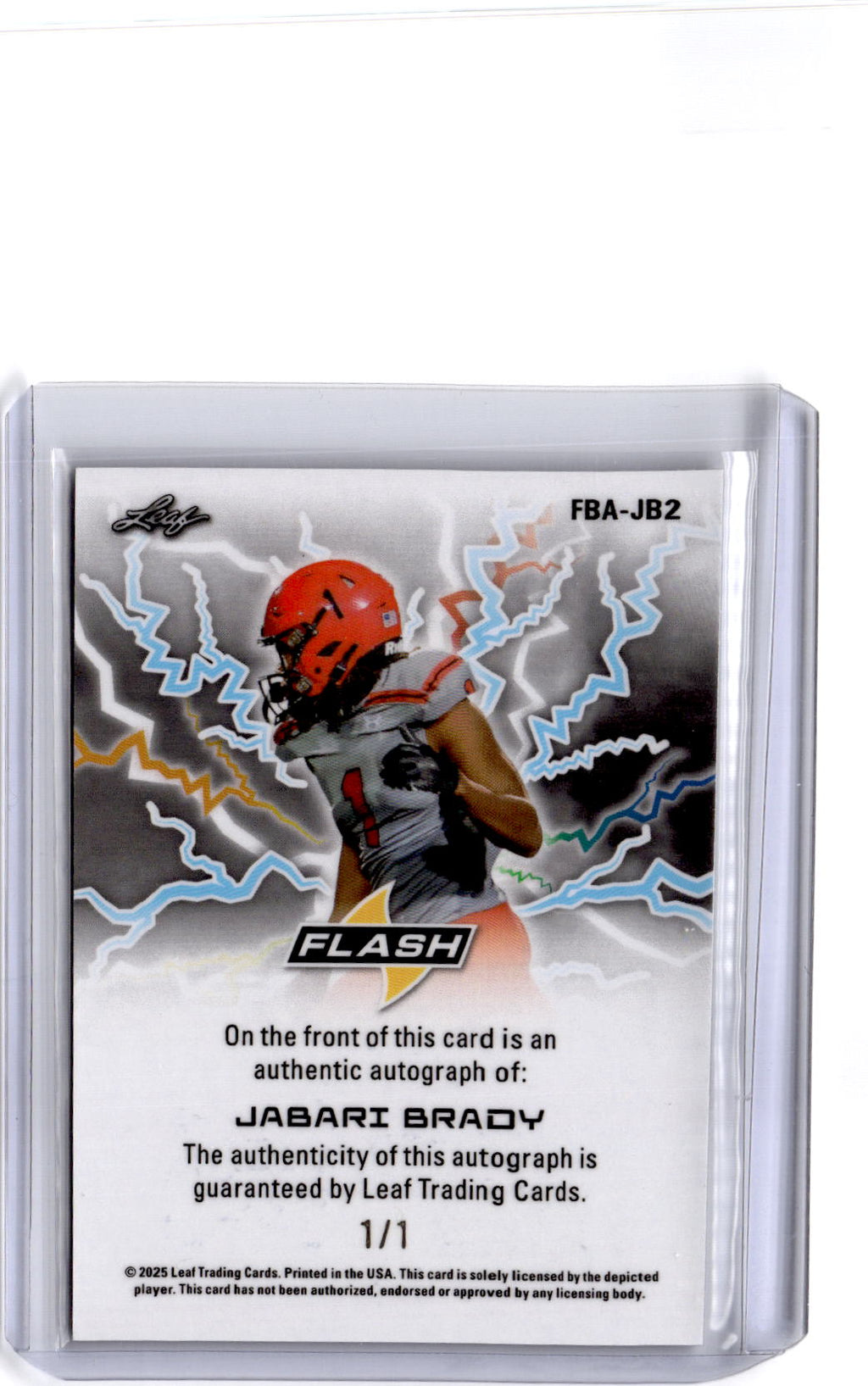 2025 Leaf Eclectic Signature Series Jabari Brady Flash Auto Prismatic Blue #/1