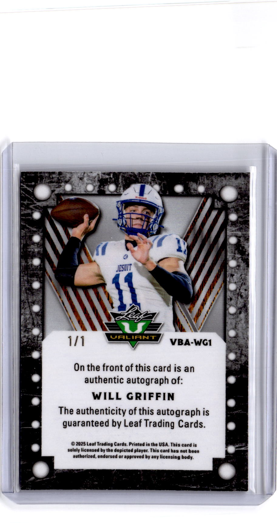 2025 Leaf Eclectic Signature Series Will Griffin Valiant Auto Prismatic Blue 1/1