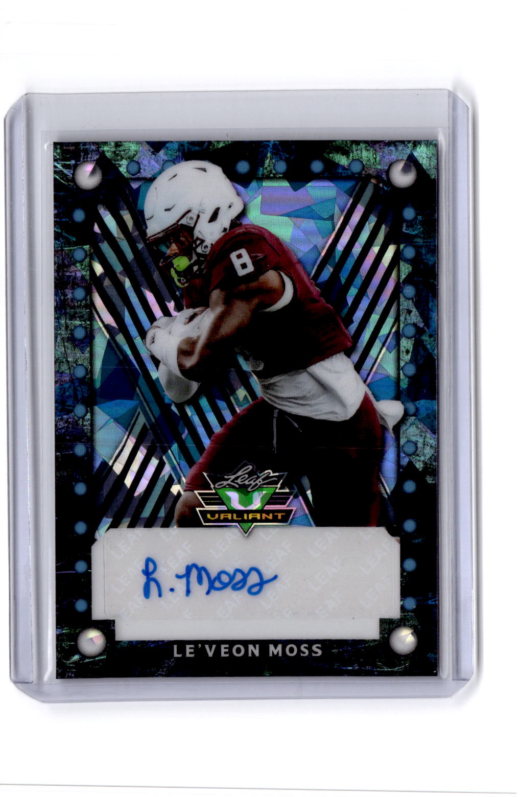 2025 Leaf Eclectic Signature  Le’Veon Moss Valiant Auto Prismatic Blue 1/1
