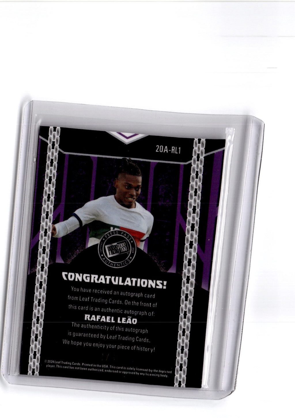 2024 Leaf Collective 2000 Press Pass Autographs Shimmer Orange Rafael Leão #/8