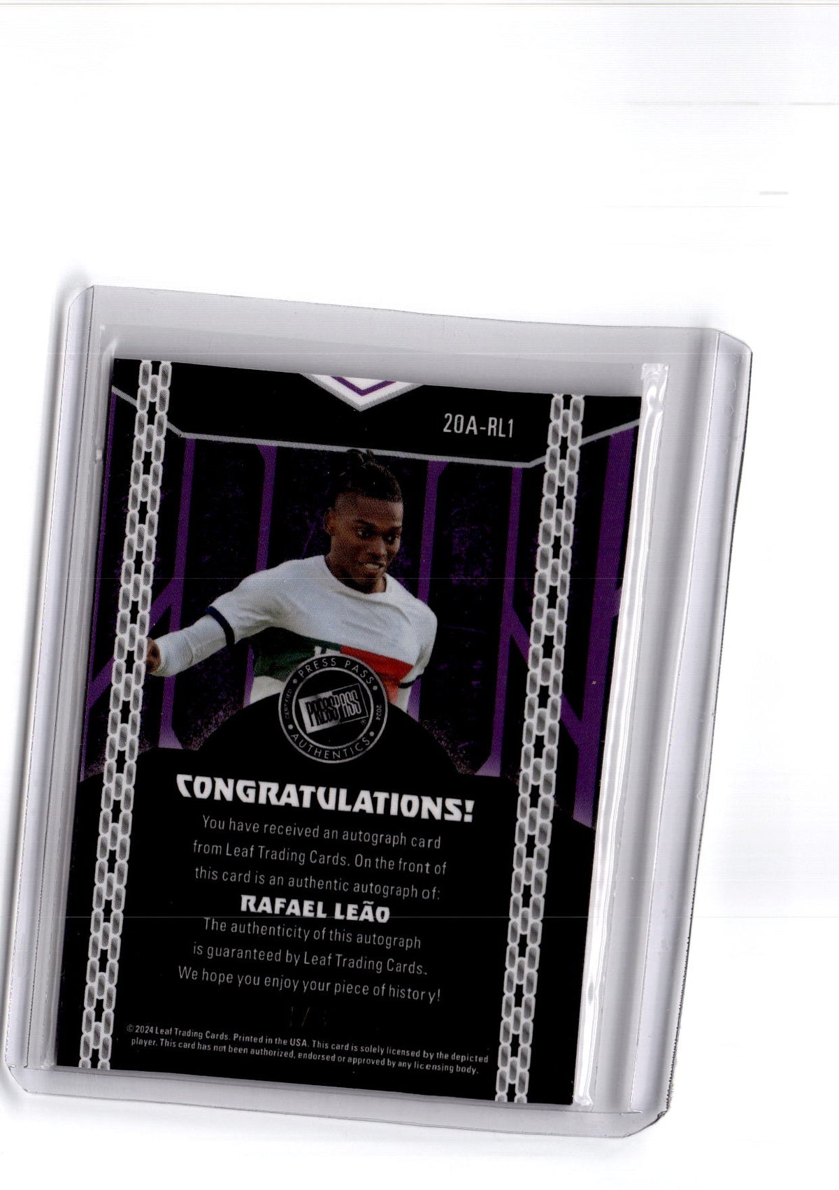 2024 Leaf Collective 2000 Press Pass Autographs Shimmer Orange Rafael Leão #/8