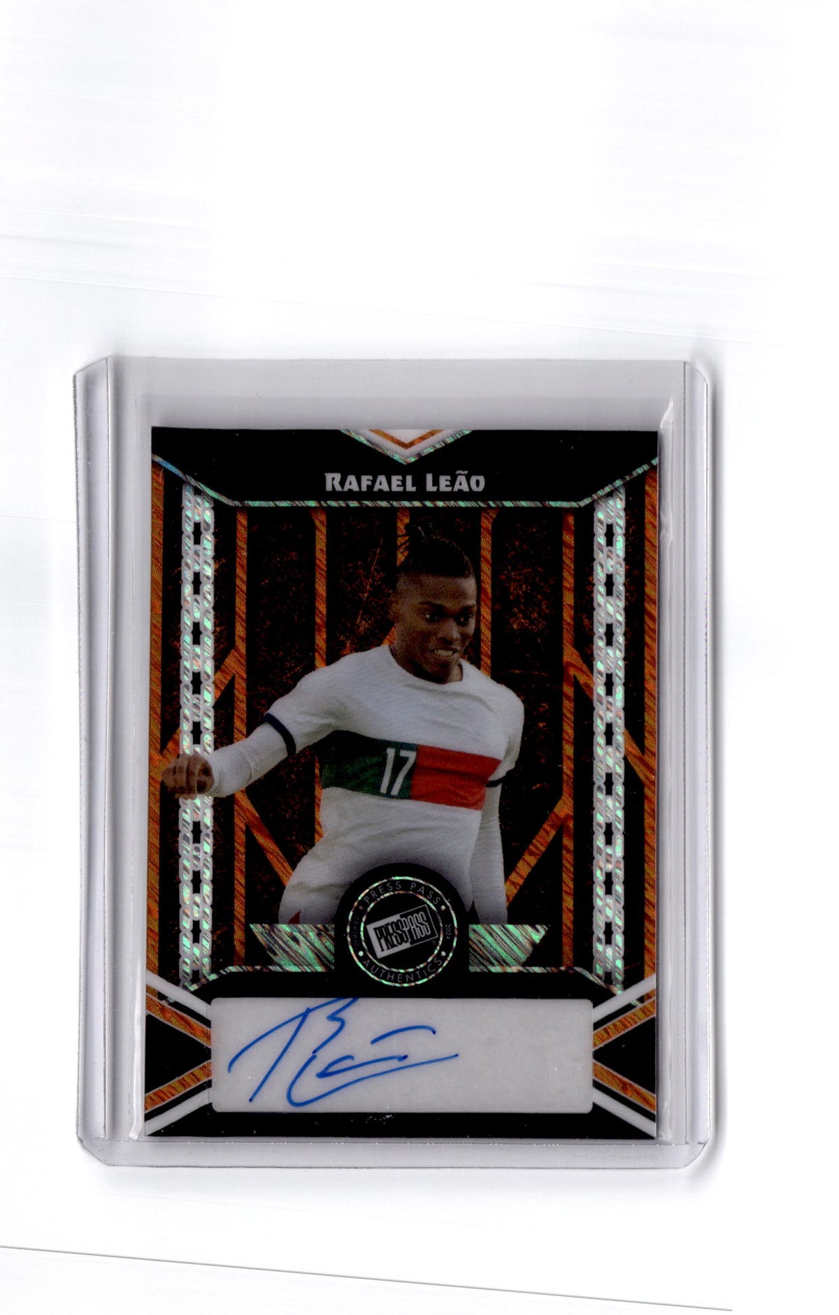 2024 Leaf Collective 2000 Press Pass Autographs Shimmer Orange Rafael Leão #/8