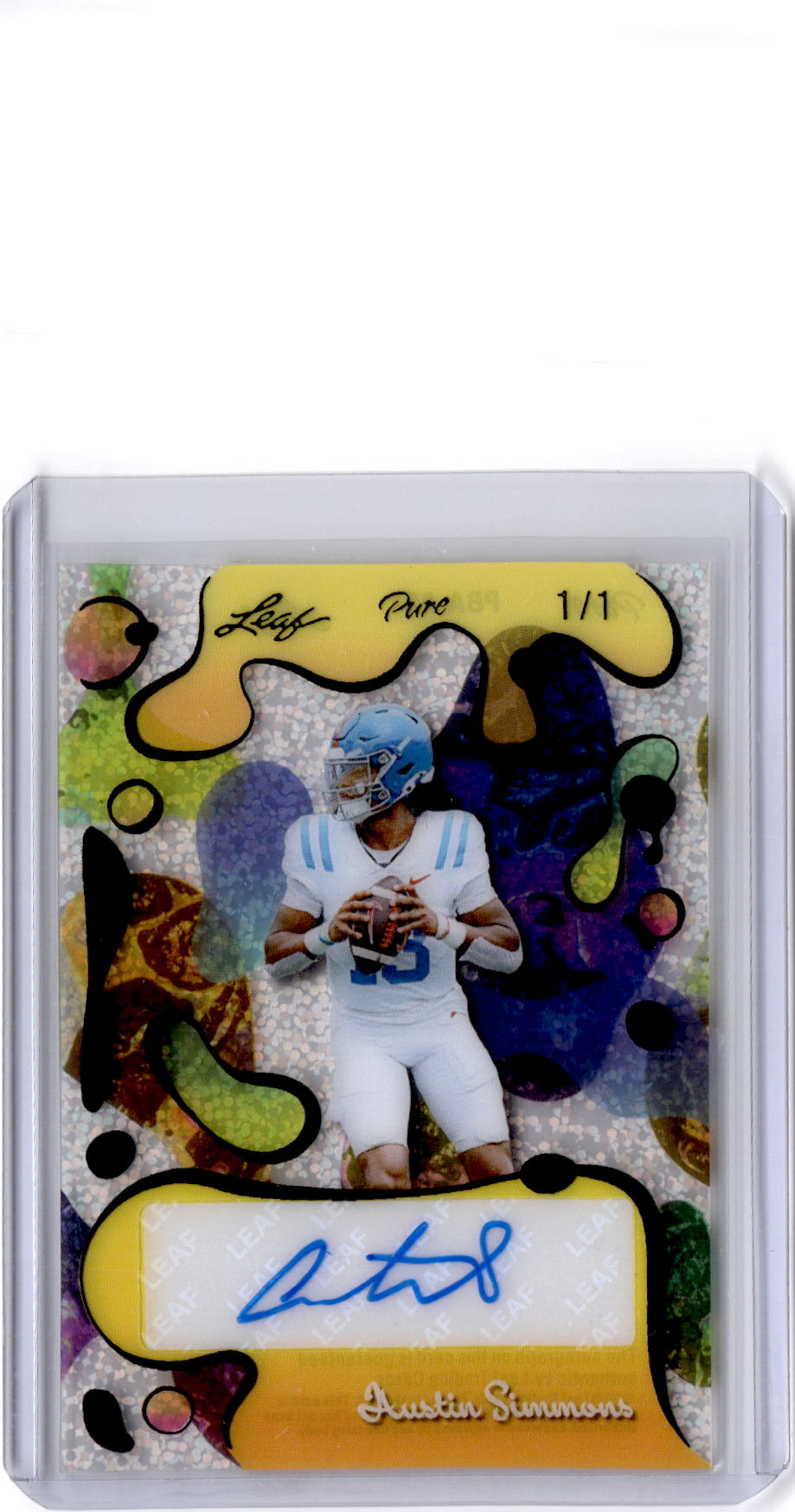 2025 leaf football nation Austin Simmons Pure Base Auto Prismatic Platinum 1/1