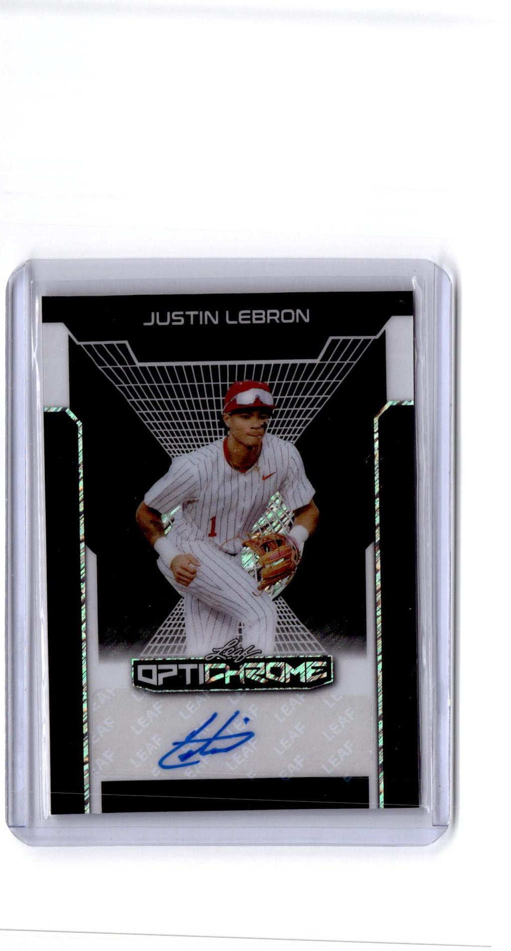 2025 Leaf Optichrome #FA-JL1 Justin Lebron  Autographs Crystal Black 1/1
