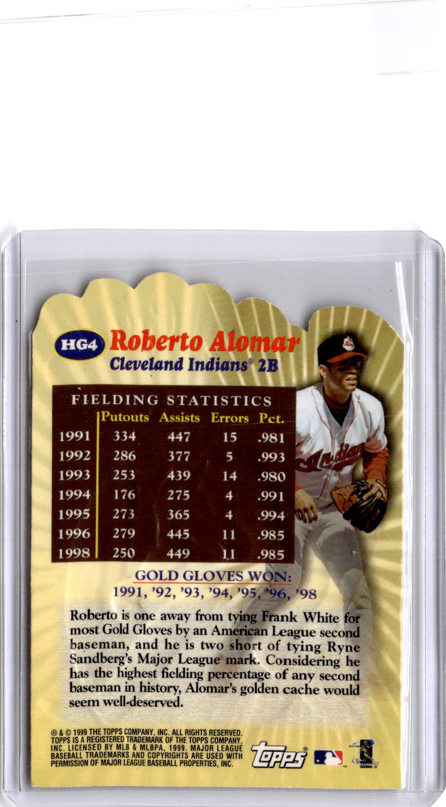 2000 Topps #HG4 Roberto Alomar Hands of Gold