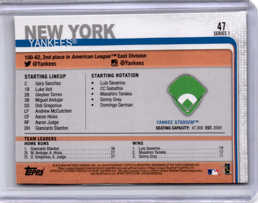 2019 Topps #47 Yankee Stadium All-Star Game