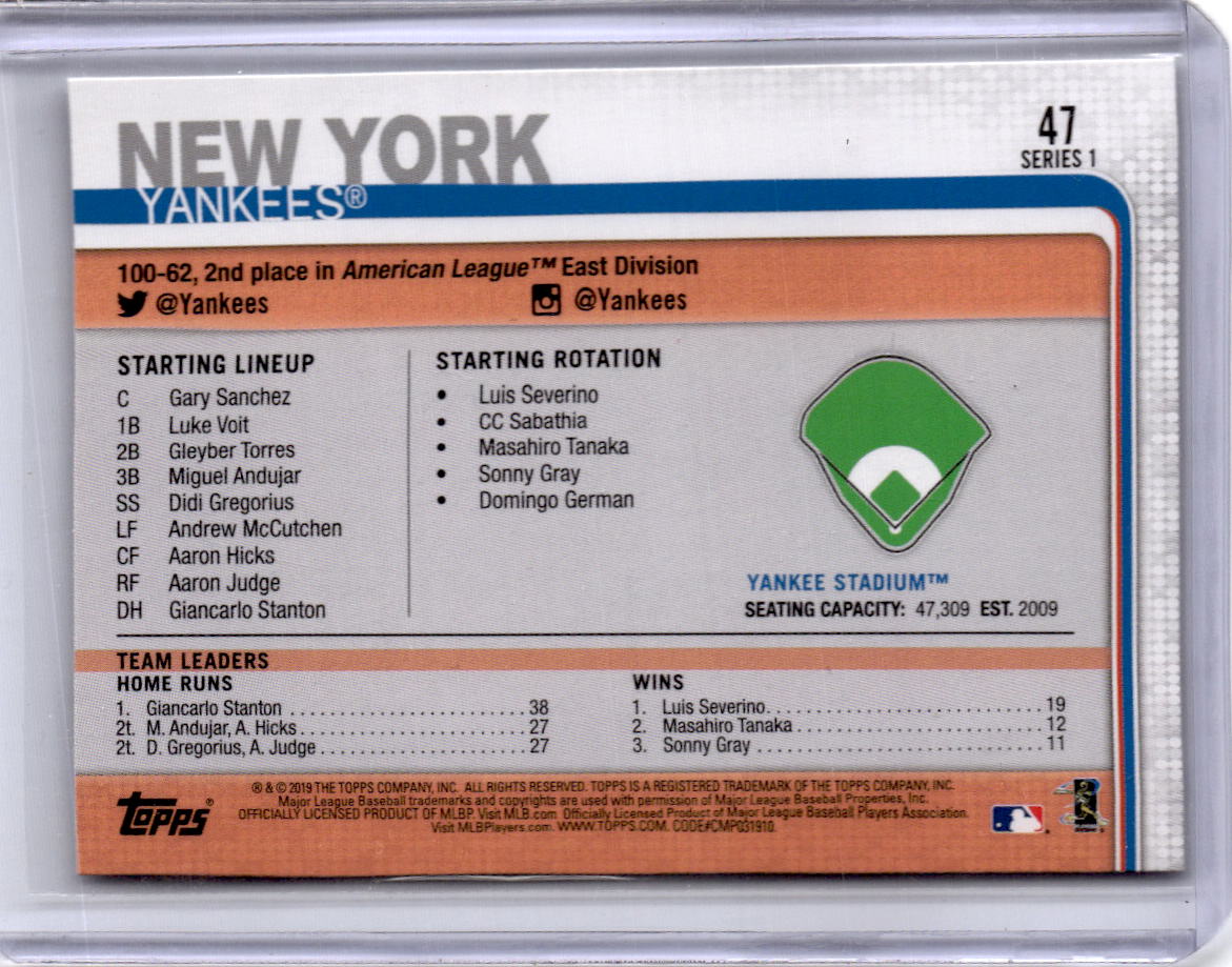 2019 Topps #47 Yankee Stadium All-Star Game